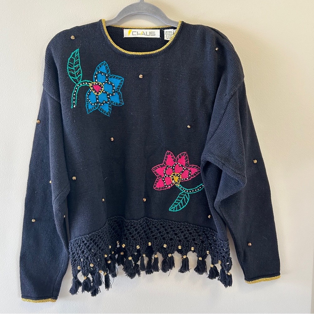Vintage Black Bohemian Chaus Knit Sweater